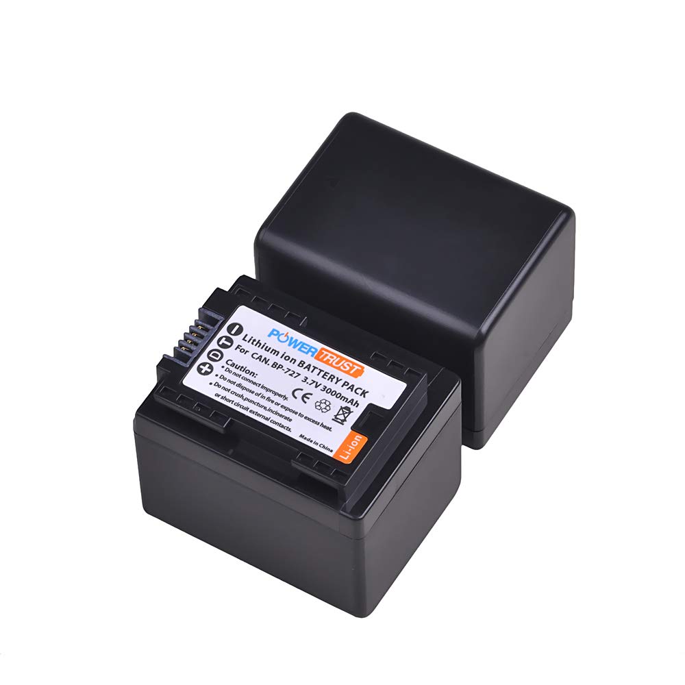 PowerTrust 2-Pack 3.7v BP-727 BP727 Battery and Dual Rapid Charger for Canon Vixia HF R70, HF R72, HF R700 HFM50, HFM52, HFM500, HFR30, HFR32, HFR300