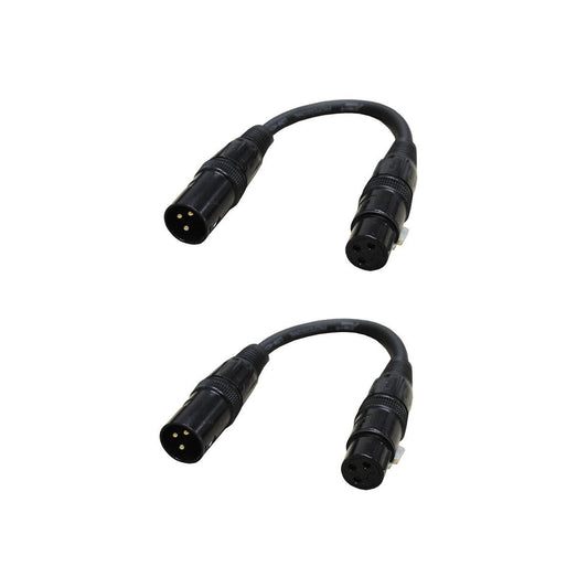 Audio2000'S E02100P2 Two-Pack 6-inch XLR Female to XLR Male Microphone/Patch/Stage/Recording/Audio Cables (2 Cables, 6 Inches Each)