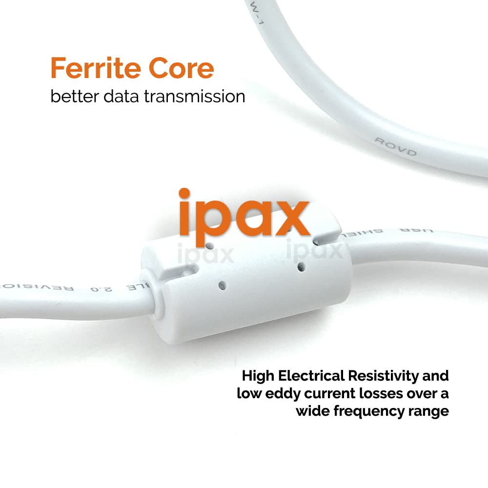 IPAX 10 ft White USB Printer Cable Compatible with Canon ImageClass D570 D550 D530 D420 MF247dw MF244dw MF236n MF227DW Canon Pixma MG3620 MG2525 TS202