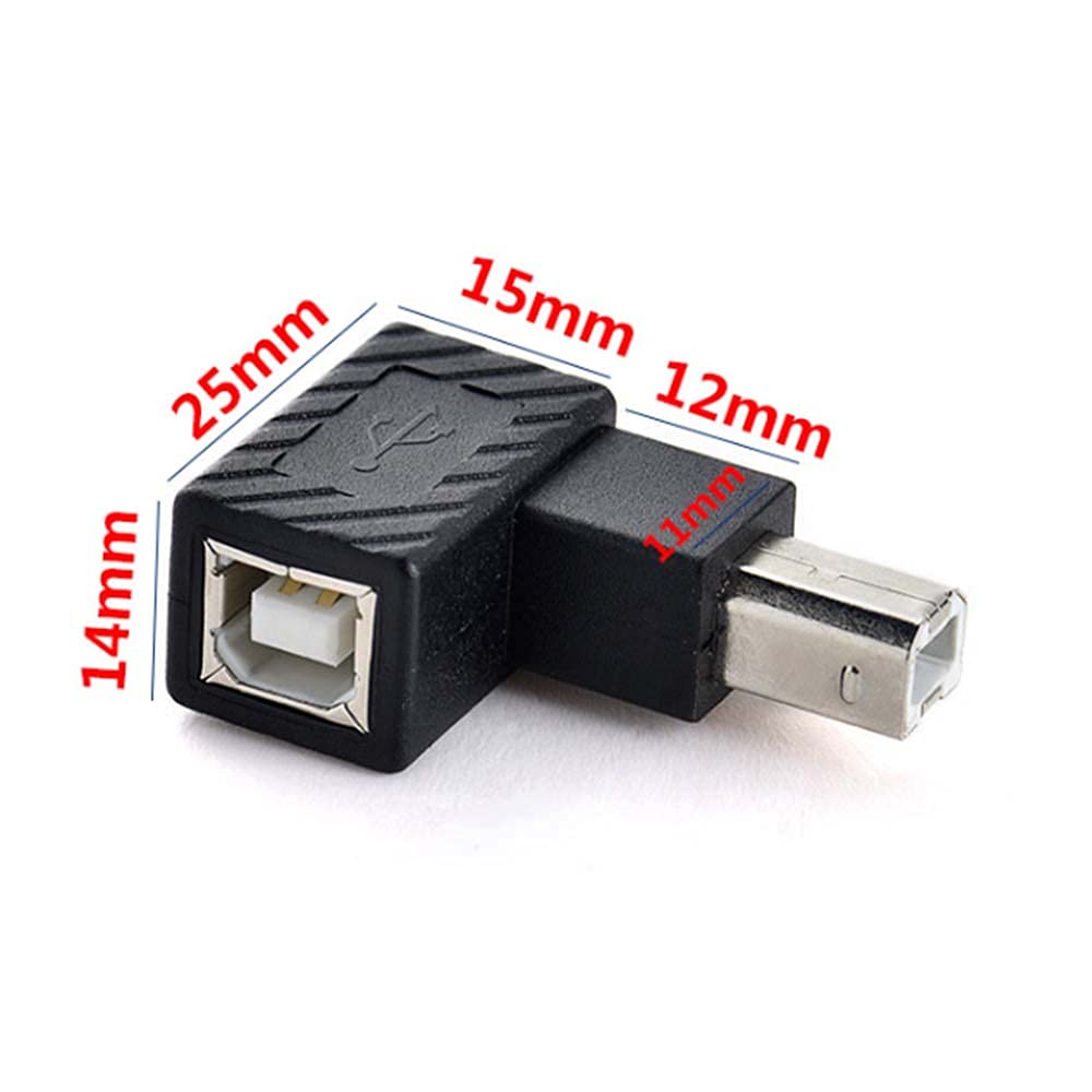 USB 2.0 Type-B Printer Adapter, 4Pack 90 Degrees USB 2.0 B Male to Type-B Female Printer Extension Adapter for Printer, Scanner, Hard Disk case HDD…