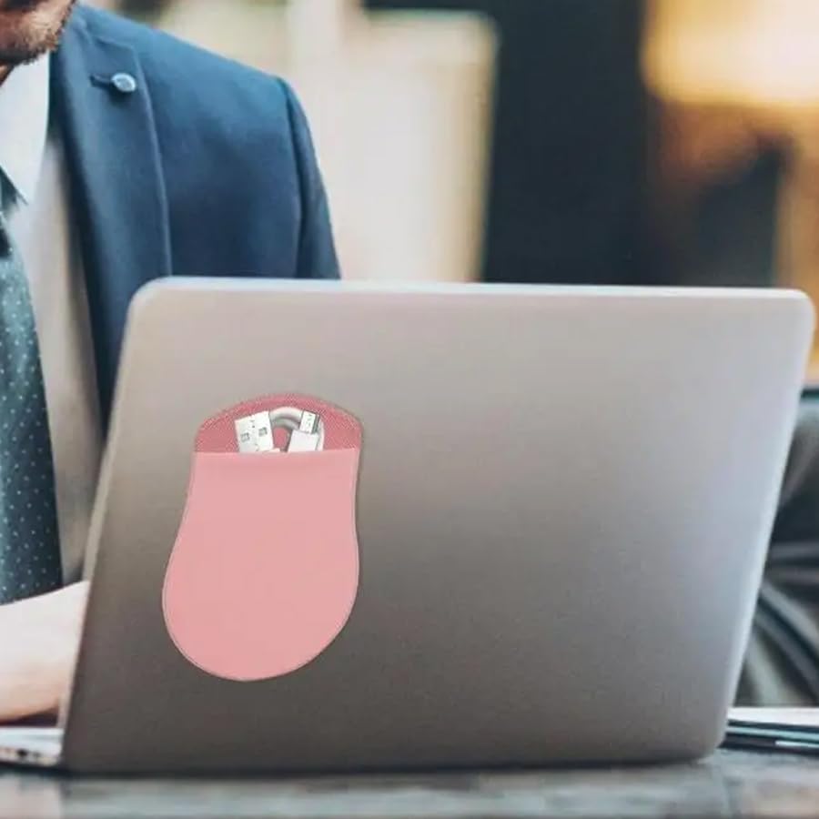 Slim Adhesive Mouse Case Universal Case Protective Pouch for Magic Mouse Compatible with Computer Laptop Office Home Pink