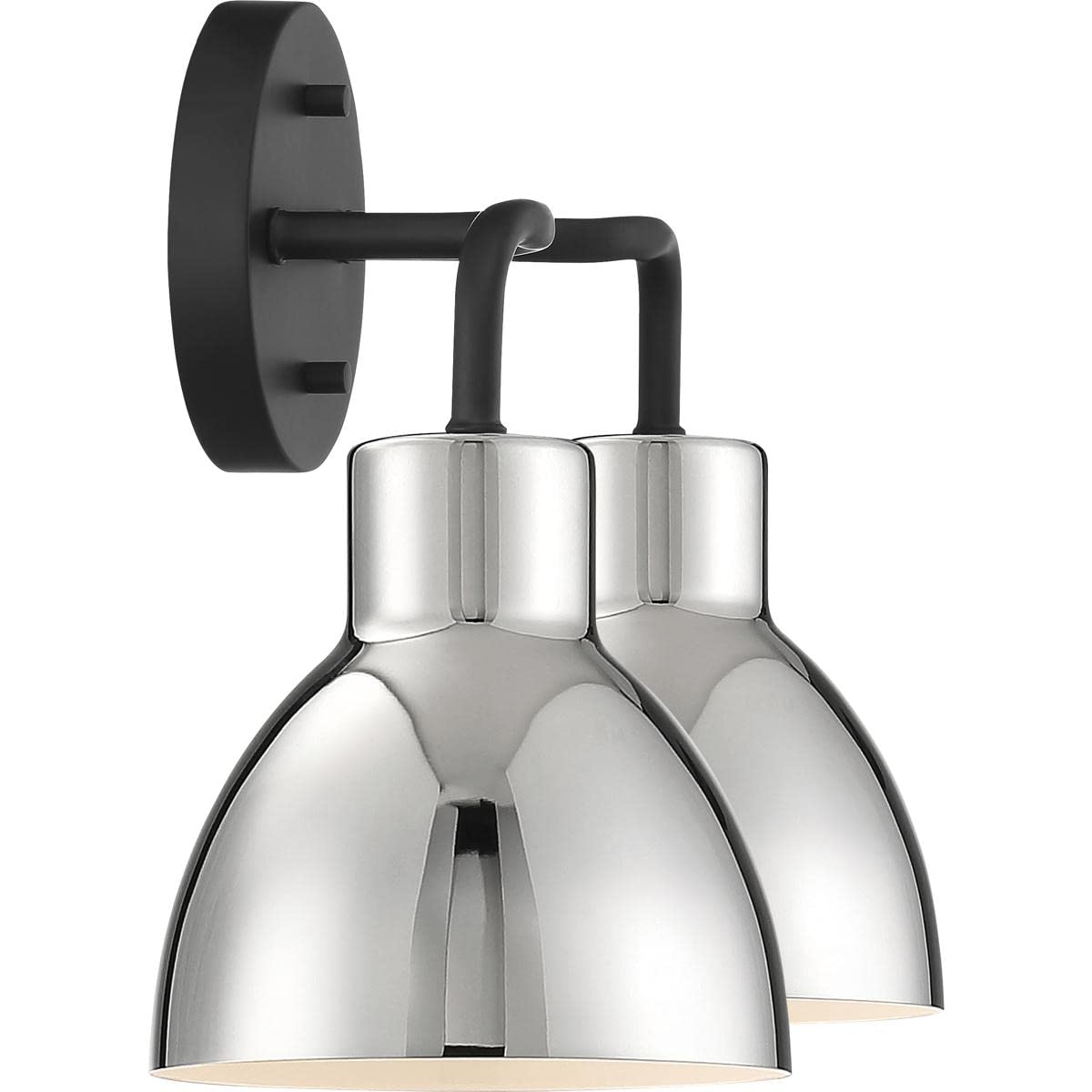 Nuvo 60/6772 Sloan 2 Light Bathroom Vanity Wall Light Fixture, Matte Black and Polished Nickel Finish