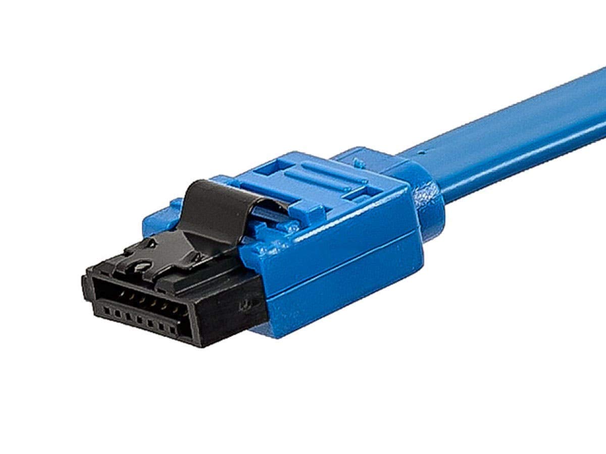 Monoprice SATA III 6Gbps SATA 3 Cable - 1.5 Feet Blue (10 Pack) with Lock Inchg Latch - Compatible with HDD, SSD, CD Drive, CD Writer