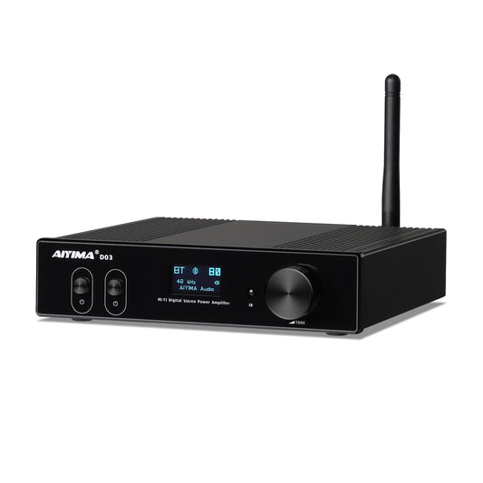 AIYIMA D03 Bluetooth 5.0 DAC Amplifier 150 Watt x 2 Stereo HiFi 2.1 CH Digital Sound Amplificador 24Bit/192kHz Class D Power Amp USB Coaxial Optical