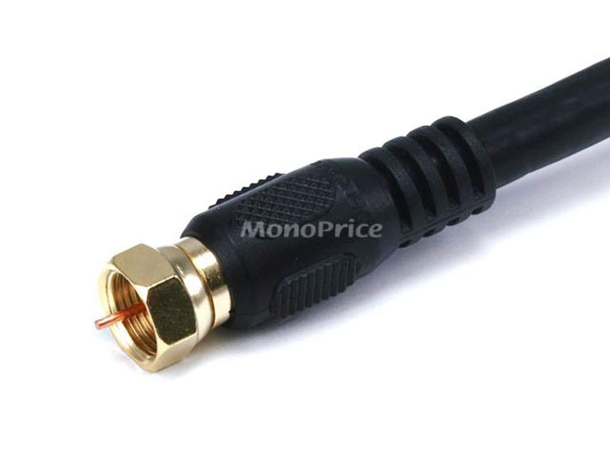 Monoprice 103034 RG6 Quad Shield CL2 Coaxial Cable with F Type Connector Black , 50ft