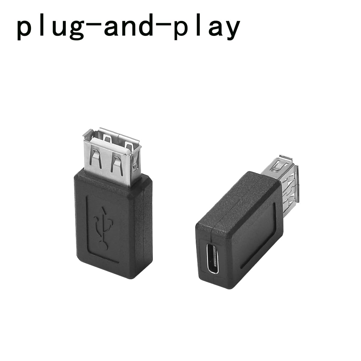 rgzhihuifz USB 2.0 C Female to Type-A Female Adapter, USB 2.0 Converter, 3-Pack, Black, 17x10mm