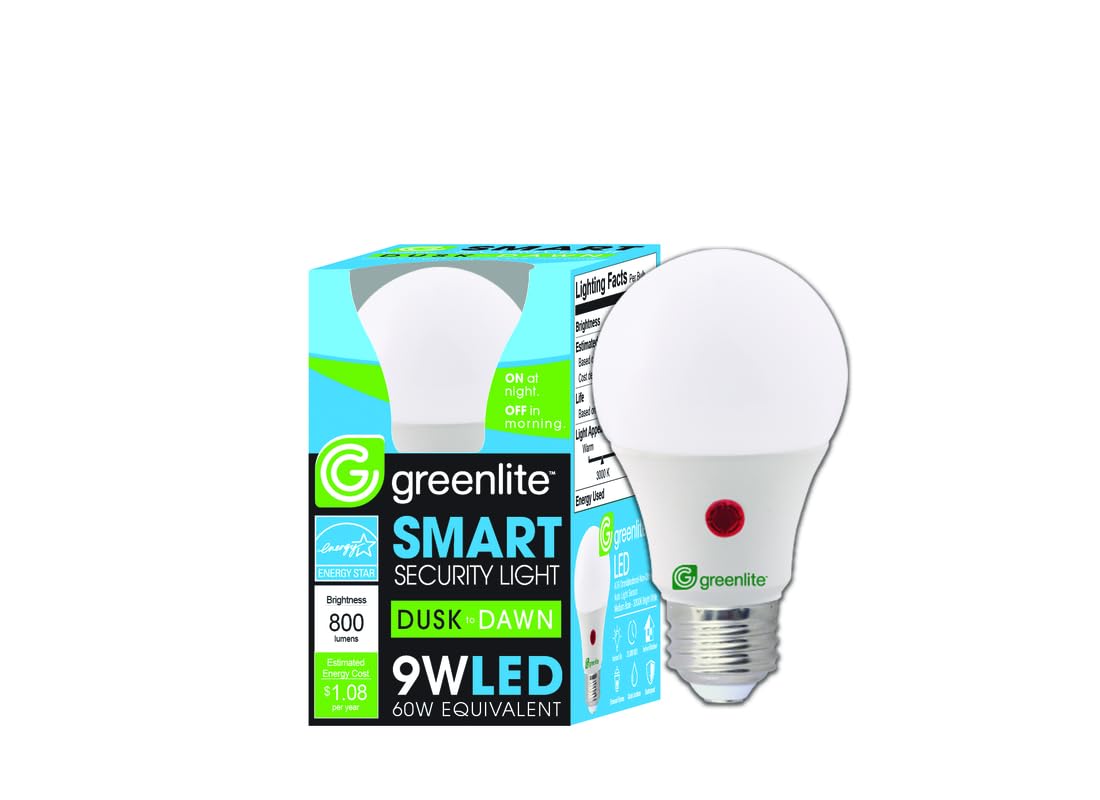 Greenlite A19 E26 (Medium) LED Dusk to Dawn Bulb Bright White 60 Watt Equivalence 1 pk - Case of: 1;
