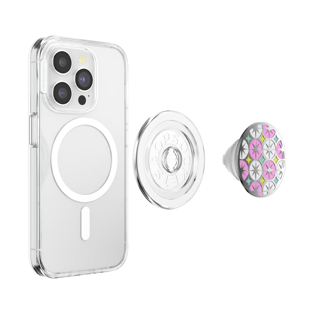 PopSockets Phone Grip for MagSafe, Magnetic Holder, Phone Stand, Enamel - Atomic Wallpaper