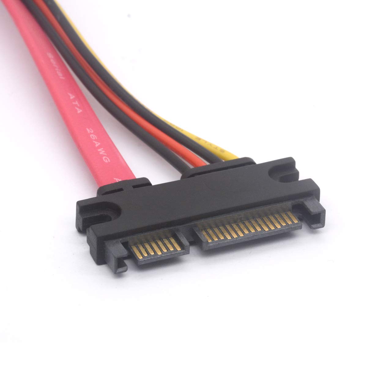 PIIHUSW 22 pin SATA Extension Cable 7+15 Sata Male to Female Data and Power Extender (30cm)