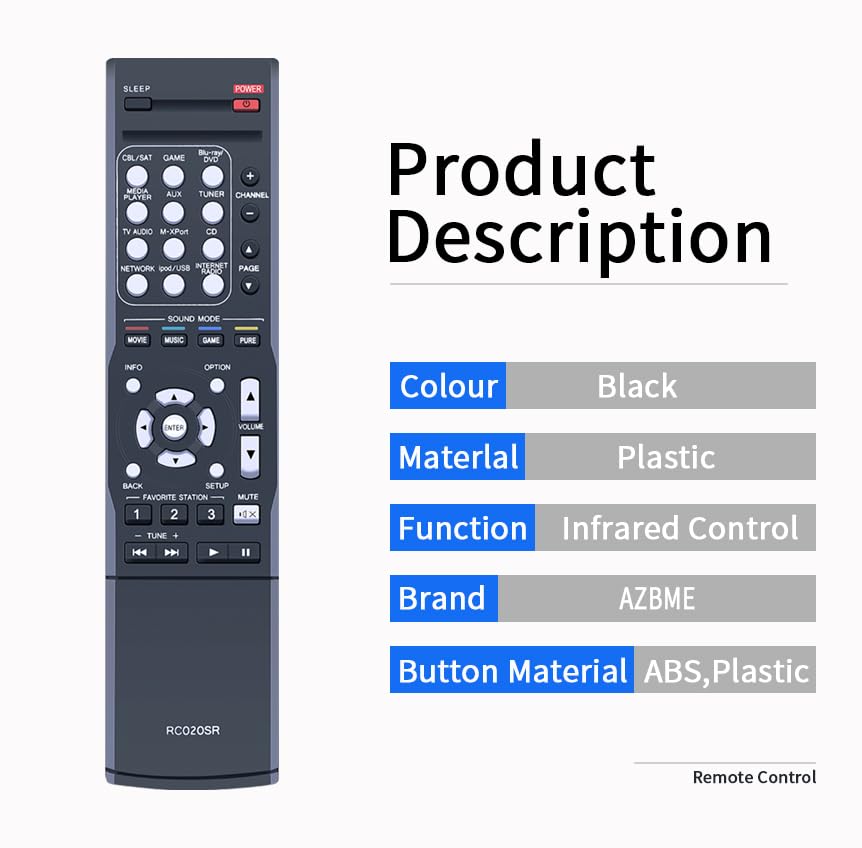 Replacement Remote Control for Marantz RC020SR AV Receiver NR-1403 NR1403 NR1502 NR-1504 NR1504 NR1505