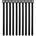 50 Pcs Reusable Fastening Cable Ties, Microfiber Cloth 12 Inch Hook and Loop Cord Ties, Black
