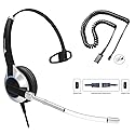 TruVoice HD-300 Office Headset with Noise Reduction Voice Tube Microphone and HD Speakers - Compatible with Mitel, Nortel, Avaya, Poly, Polycom