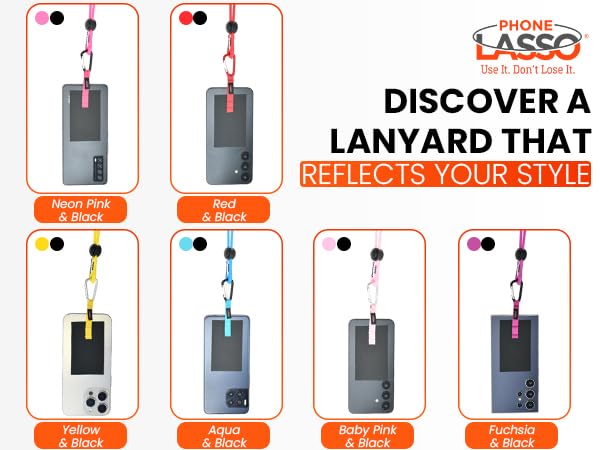 Phone Lasso® Tether Set - Adjustable Neck Strap & Wrist Strap with 2 Grip Patches, Fits Most Cases, Compatible with iPhone, Samsung, Android