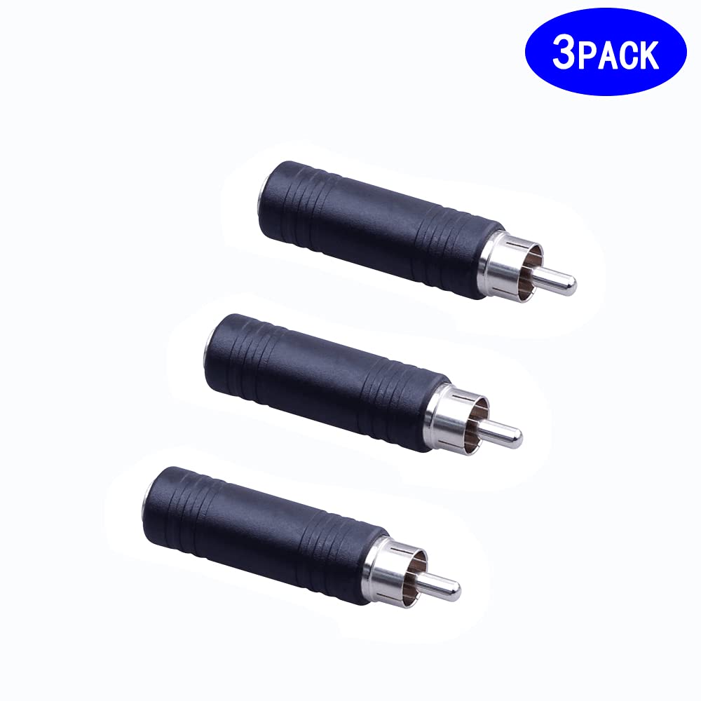 rgzhihuifz 6.35mm to RCA Adapter RCA Male Plug to 6.35mm 1/4 Inch Mono Female Audio Mic Plug Adapter Jack Converterr (3 Pack)