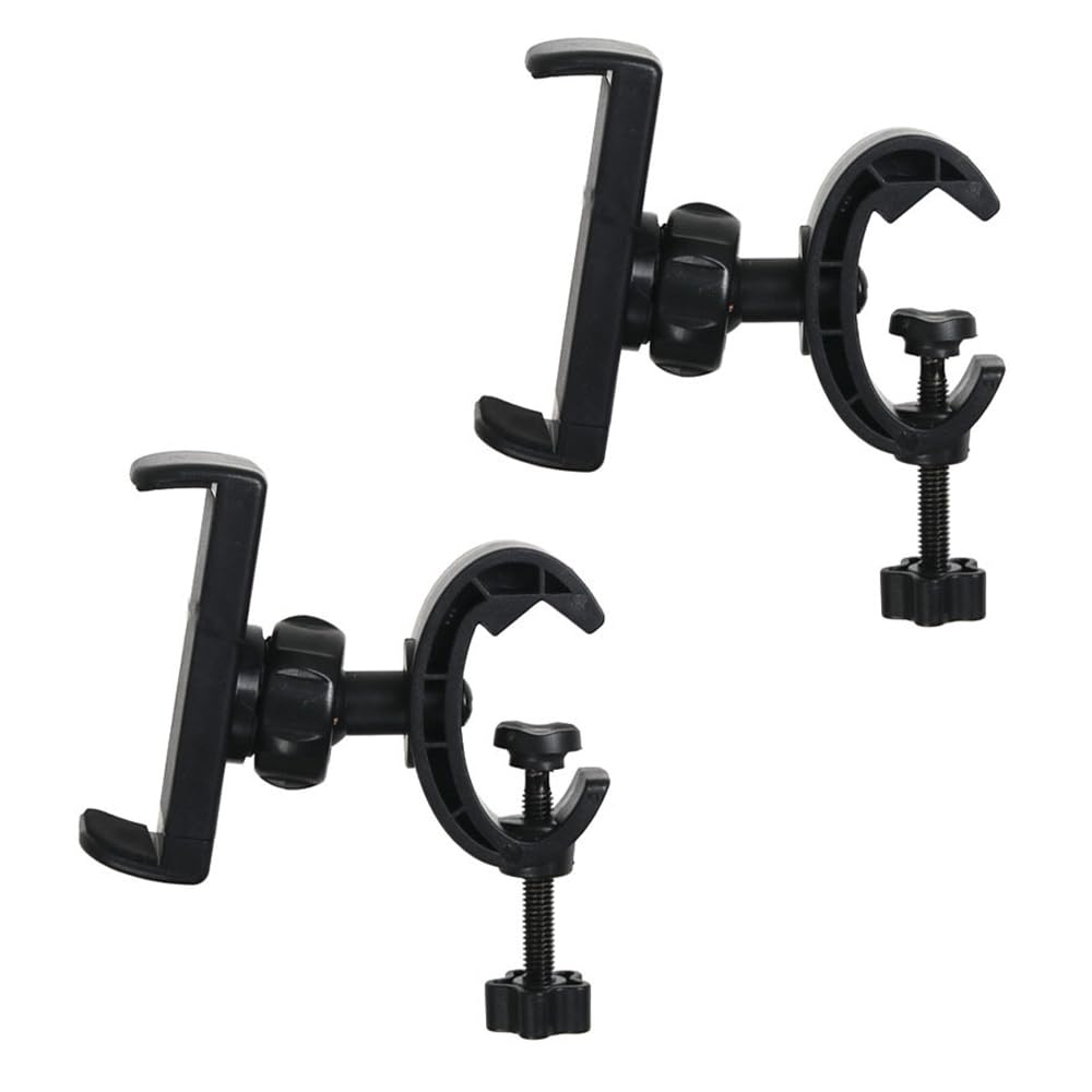 ThtRht 2 Pack Mic Stand Phone Holder Mount Photography Light Stand Phone Mount Holder Clamp Phone Clip for Microphone Stand Tripod Boom Arm Floor Mic
