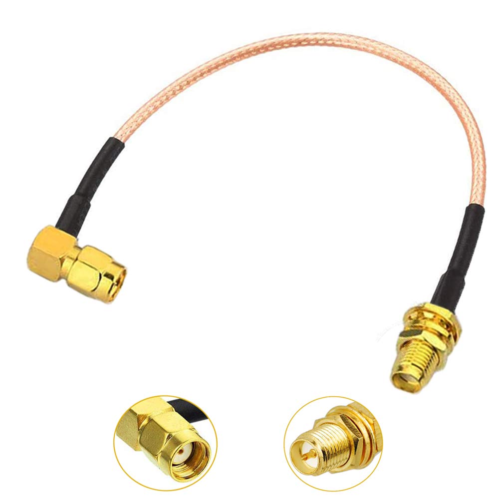 RedYutou RP-SMA Male Right Angle to RP-SMA Female Jack Bulkhead RG316 Cable 12"