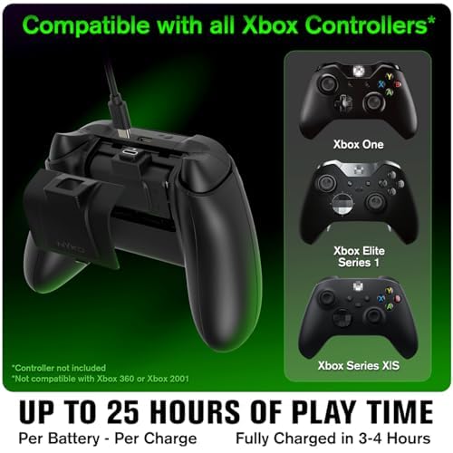 Nyko Xbox Power Kit Plus for Xbox Series X|S/One - Rechargeable Battery Kit with 2 Batteries, Black Covers, 10-Foot USB-C Charge Cable - Ultimate Xbox