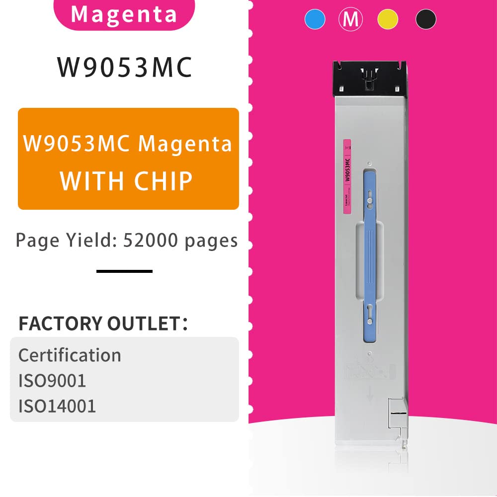 W9050 W9053MC Magenta Toner Cartridge Compatible for HP W9053MC Toner Cartridge Work for HP Color Laserjet Managed E87640dn MFP E87650dn MFP E87650z