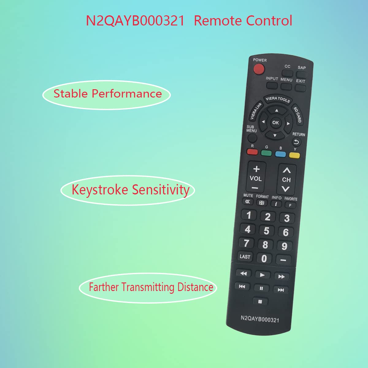GHUST N2QAYB000321 Remote Control Replacement for Panasonic TV TC-L42U12 TC-P42C1 TC-P42S1 TC-P42U1 TC-P42X1 TC-P46S1 TC-P46U1 TC-P50C1 TC-P50S1