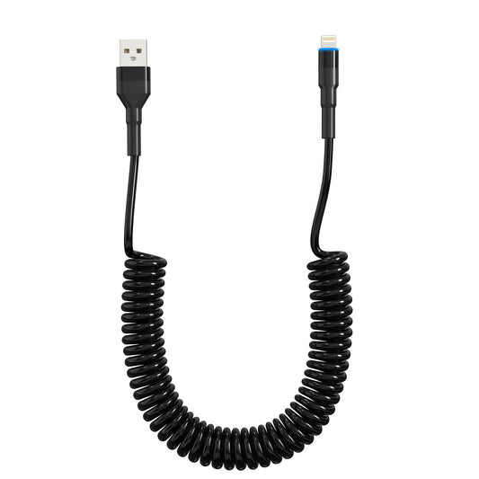 Coiled Lightning Cable Apple Carplay Compatible [Apple MFi Certified] Retractable iPhone Charger with Data Sync and LED, Short iPhone Charger Car…