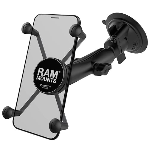 RAM MOUNTS X-Grip Large Windshield Phone Mount - Twist-Lock Suction Cup with Long Arm (RAM-B-166-C-UN10U)