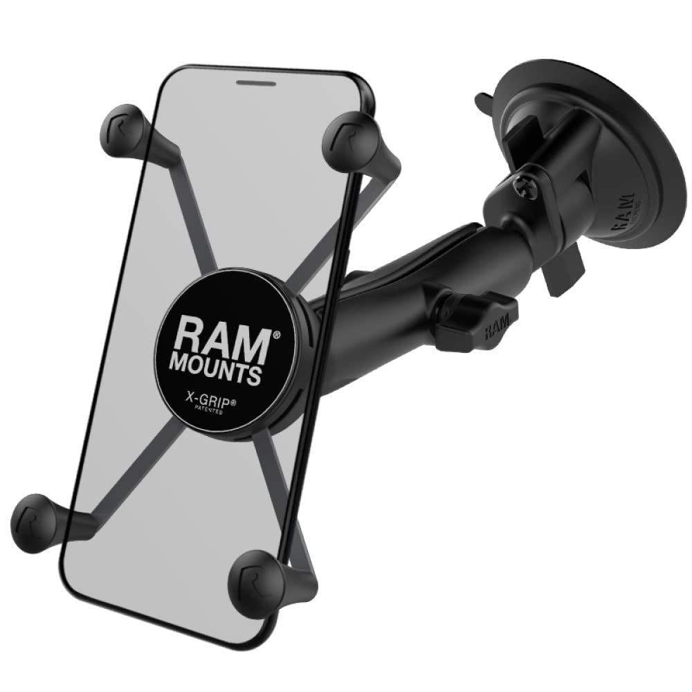 RAM MOUNTS X-Grip Large Windshield Phone Mount - Twist-Lock Suction Cup with Long Arm (RAM-B-166-C-UN10U)