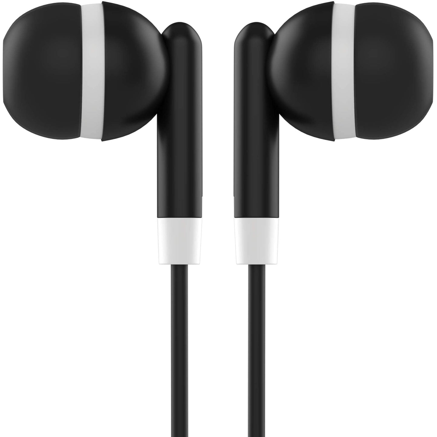 Maeline Bulk Earbuds with 3.5 mm Headphone Plug - 100 Pack Wholesale Bundle - Black
