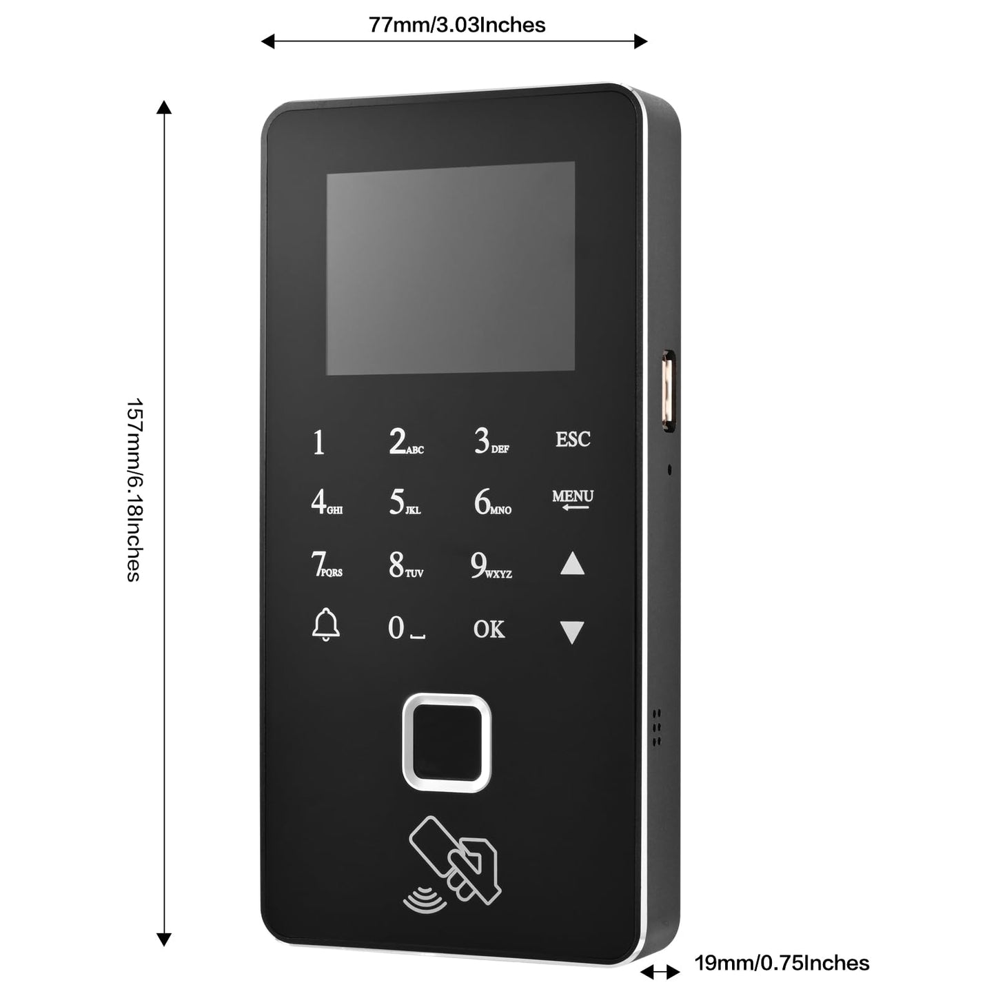 Biometric Access Control System with Fingerprint, Keypad, RFID, Infrared Exit Button, 1200lb Magnetic Lock, LCD Display, USB Download, Attendance