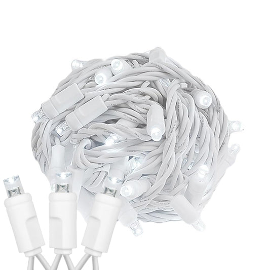 Novelty Lights 34ft Christmas String Lights, 100 Pure White LED Bulbs on White Wire, 4" Spacing, Connectable Indoor Outdoor Commercial Grade Lighting