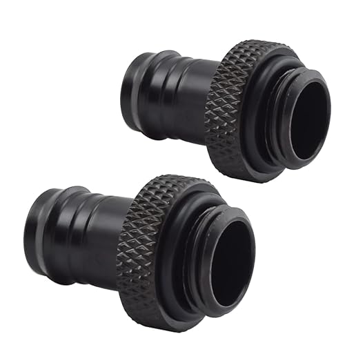 MARRTEUM G1/4" to 3/8" Barb Fittings Soft Tubing Barb Extender Connector for Computer Water Cooling System, Black, 2 Pack