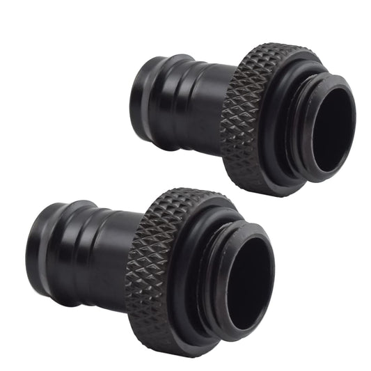 MARRTEUM G1/4" to 3/8" Barb Fittings Soft Tubing Barb Extender Connector for Computer Water Cooling System, Black, 2 Pack