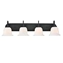 Westinghouse 6117100 Harwell Traditional Four-Light Indoor Vanity Light Fixture, Matte Black Finish, White Opal Glass