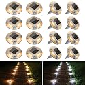 VOLISUN Solar Driveway Lights Dock Deck Lights 16 Pack,2 Colors in 1 Led IP67 Waterproof Outdoor Warning Step Lights for Driveway Sidewalk Pathway