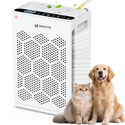 DAYETTE Air Purifiers for Home Large Room Up to 1800 Ft² with HEPA 14 Filter, Pet Air Purifier with Washable Prefilter for Bedroom with Fragrance, Air