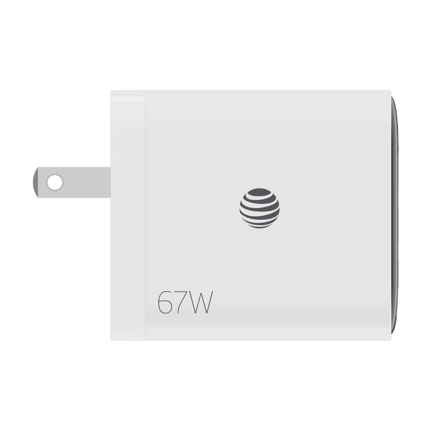 AT&T Essentials Multi Port 67W GaN Wall Charger with LED Display (2 USBC + 1 USBA) - White