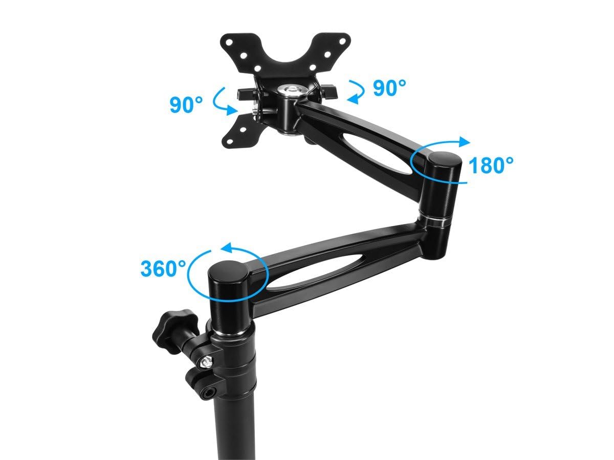 Monoprice 3-Way Adjustable Tilting Monitor Desk Mount Bracket - For 13 To 30 Inch Monitors, Up To 33 lbs, 15.7 x 9.6 x 3 inches, Black