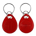 LIBO 125KHz Smart ID Key Tag Card RFID Access Control Key Card Proximity EM4100 TK4100 Keyfobs Keychains NFC Token Badge Holder (Red, Pack of 100)