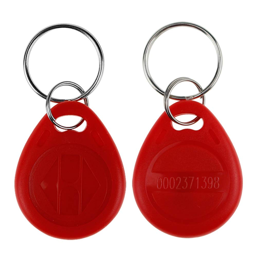 LIBO 125KHz Smart ID Key Tag Card RFID Access Control Key Card Proximity EM4100 TK4100 Keyfobs Keychains NFC Token Badge Holder (Red, Pack of 100)