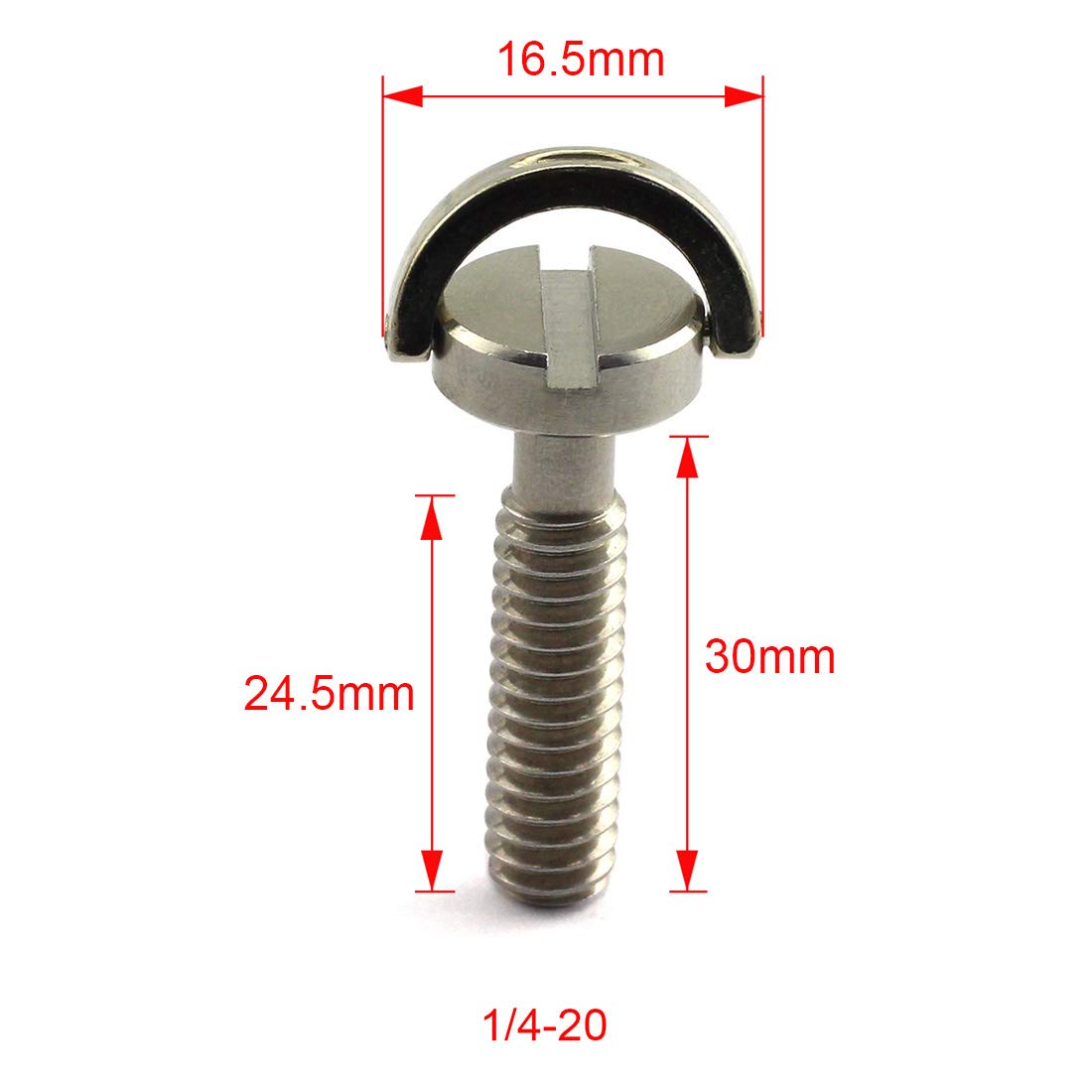 HJ Garden 2pcs 1/4-20 Thread D-Ring Stainless Steel Camera Fixing Screws for Camera Tripod Monopod QR Plate,D Shaft Quick Release Plate Mounting Screw
