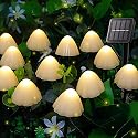 Pellimo Solar Garden Lights, 12 LED 14.5ft Mini Mushroom Solar Lights Outdoor Waterproof, 2 Modes Lighted Mushroom Shaped Pathway Light for Patio Yard