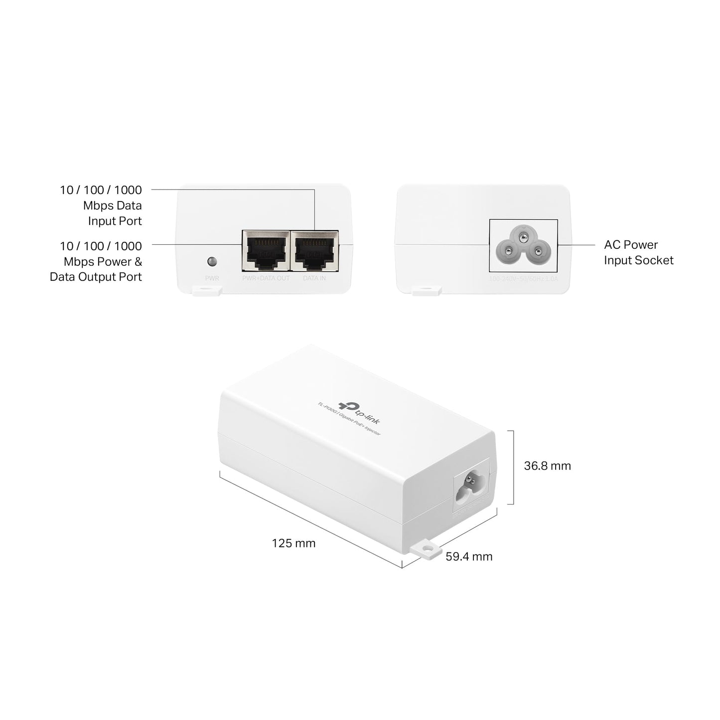 TP-Link TL-PI30G | IEEE 802.3at/af Gigabit PoE+ Injector | Non-PoE to PoE Adapter | Supplies up to 30W | Plug & Play | Desktop/Wall-Mount | Power Over