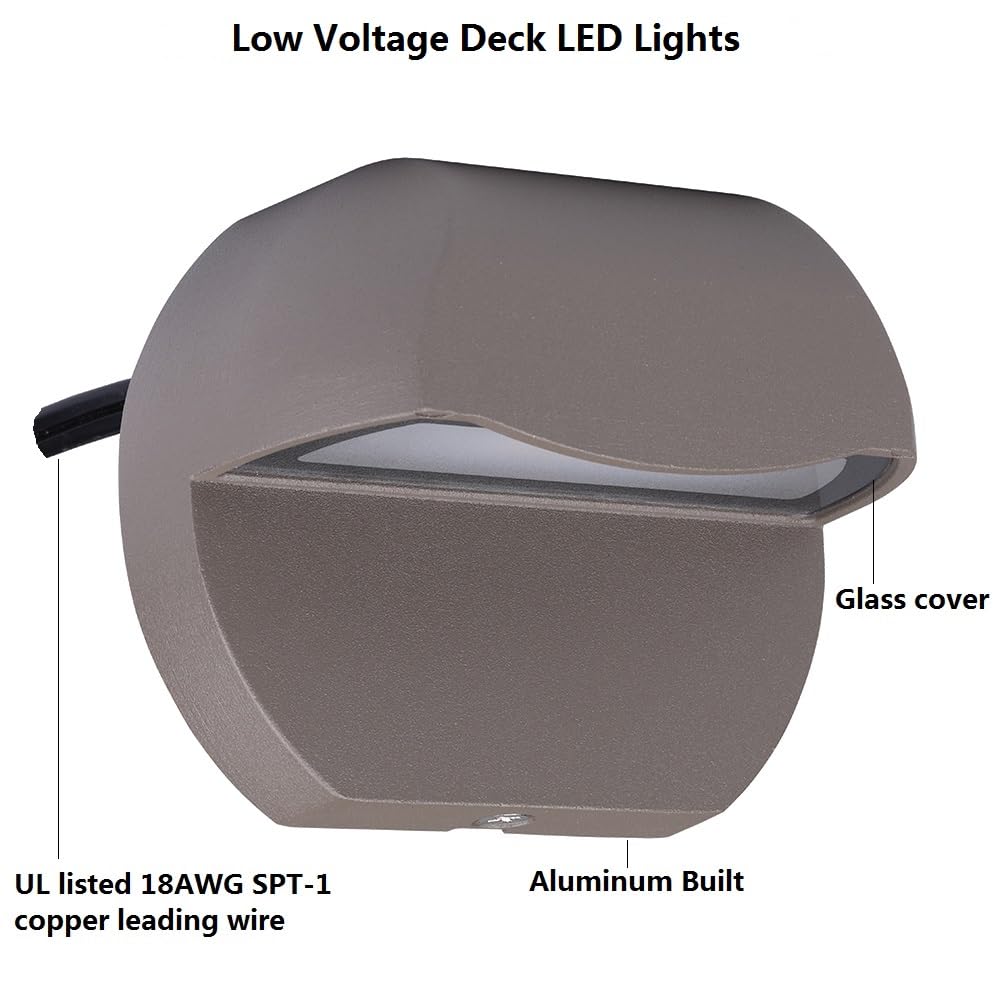 Leelands Outdoor Deck Lights LED Landscape Lighting Low Voltage 12V AC/DC Cast Aluminum Patio Post Step Lights Fence Retaining Wall Mounting Light