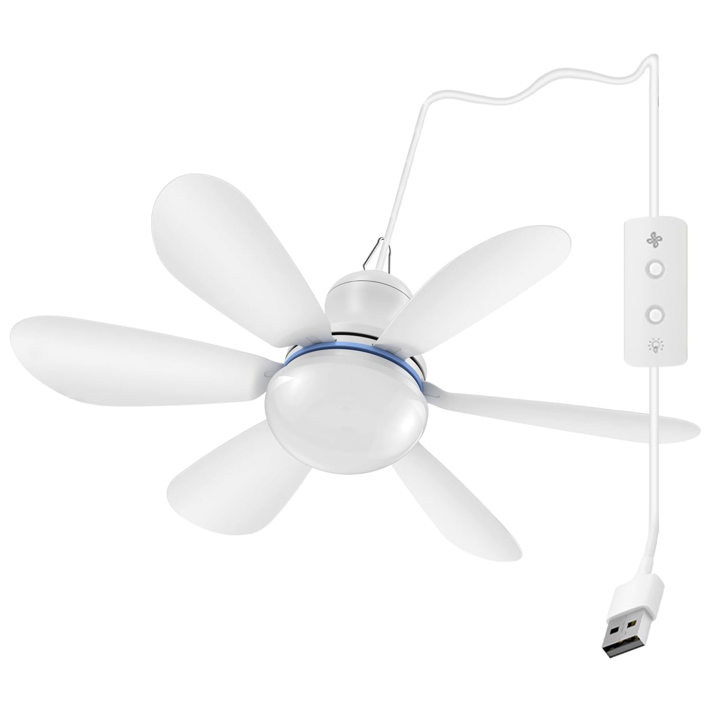 Mengnessly USB Socket Ceiling Fan With Lights,16.5",Mini Small DC 5V,Quiet,Silent,Camping Emergency Portable Outdoor Hanging Gazebo Canopy Dorm