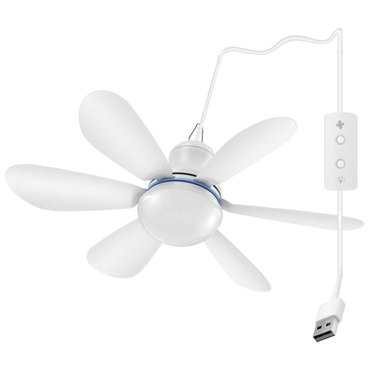 Mengnessly USB Socket Ceiling Fan With Lights,16.5",Mini Small DC 5V,Quiet,Silent,Camping Emergency Portable Outdoor Hanging Gazebo Canopy Dorm