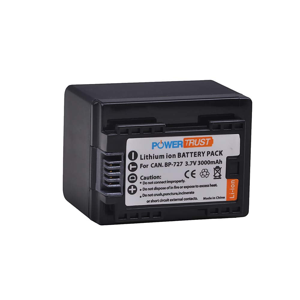 PowerTrust 2-Pack 3.7v BP-727 BP727 Battery and Dual Rapid Charger for Canon Vixia HF R70, HF R72, HF R700 HFM50, HFM52, HFM500, HFR30, HFR32, HFR300
