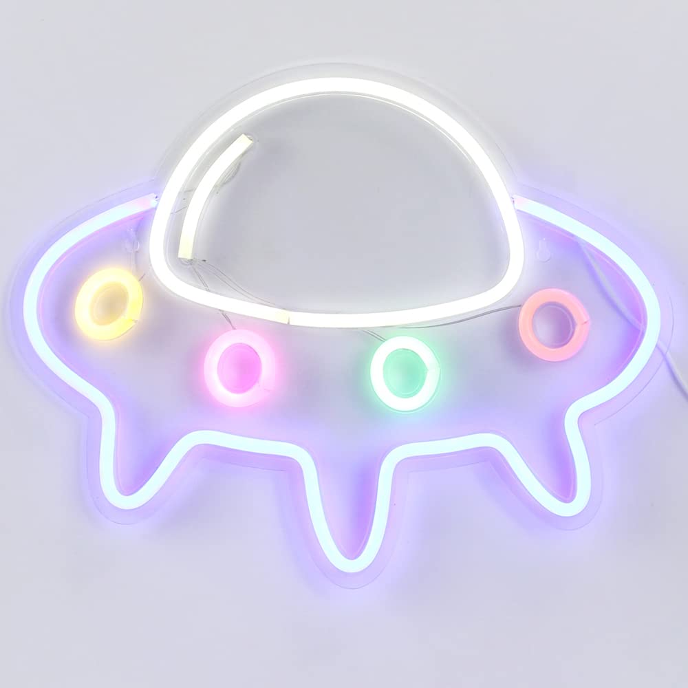 Chi-buy LED UFO Light For Wall Decor Cute Spaceship Alien Shaped Neon Signs