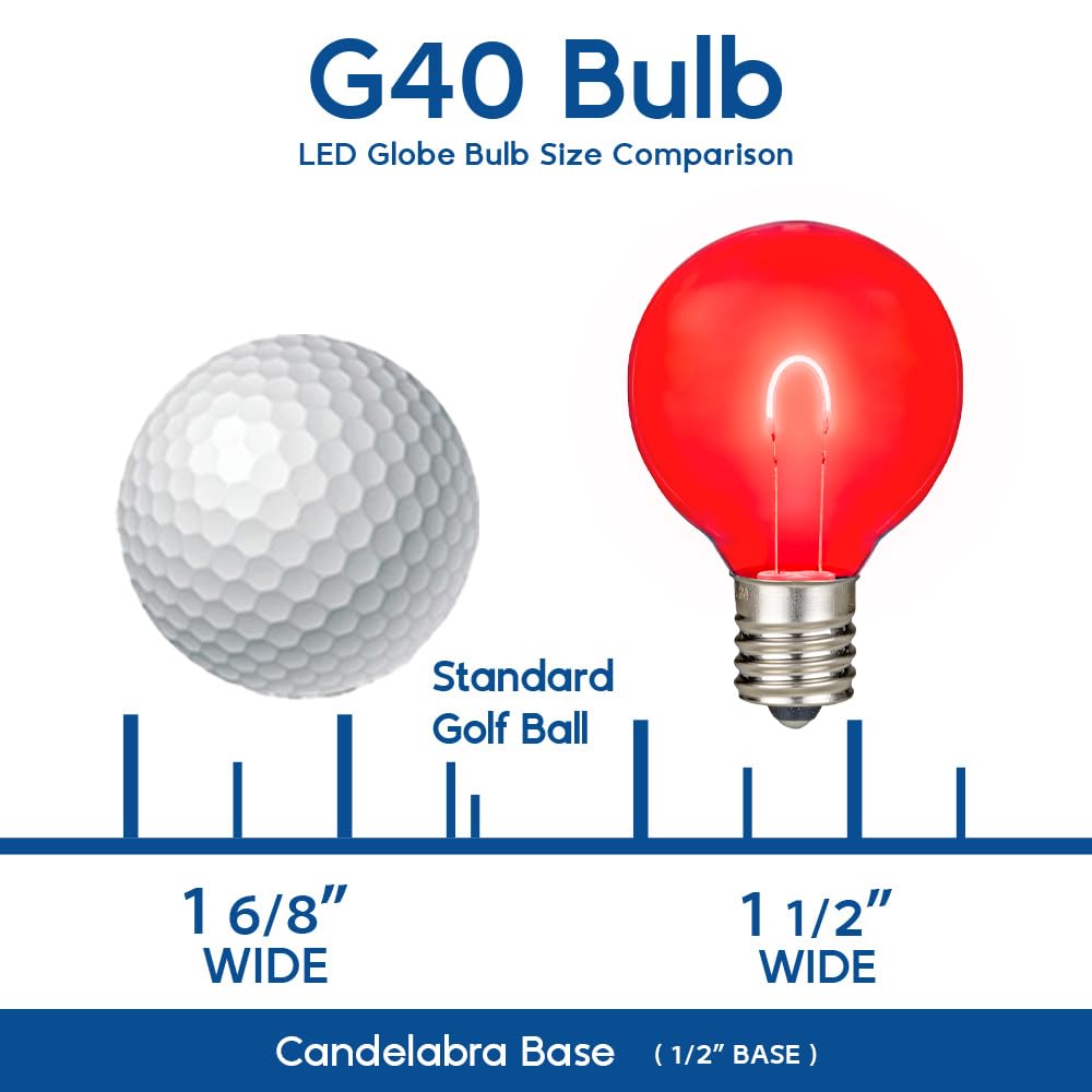 Novelty Lights 25 Pack G40 LED Glass Filament Outdoor Patio Globe Bulbs