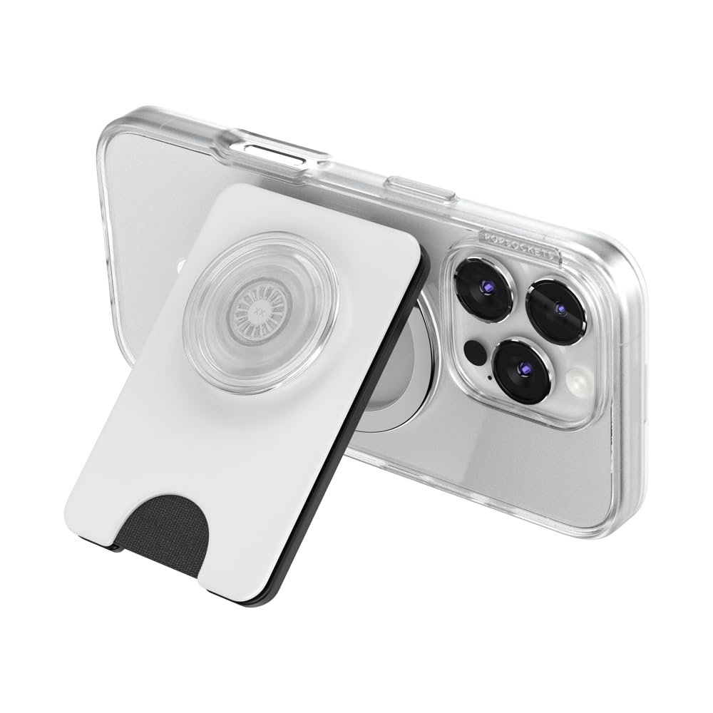 PopSockets Kick-Out Wallet for MagSafe, Adjustable Kickstand, Magnetic Stand - White