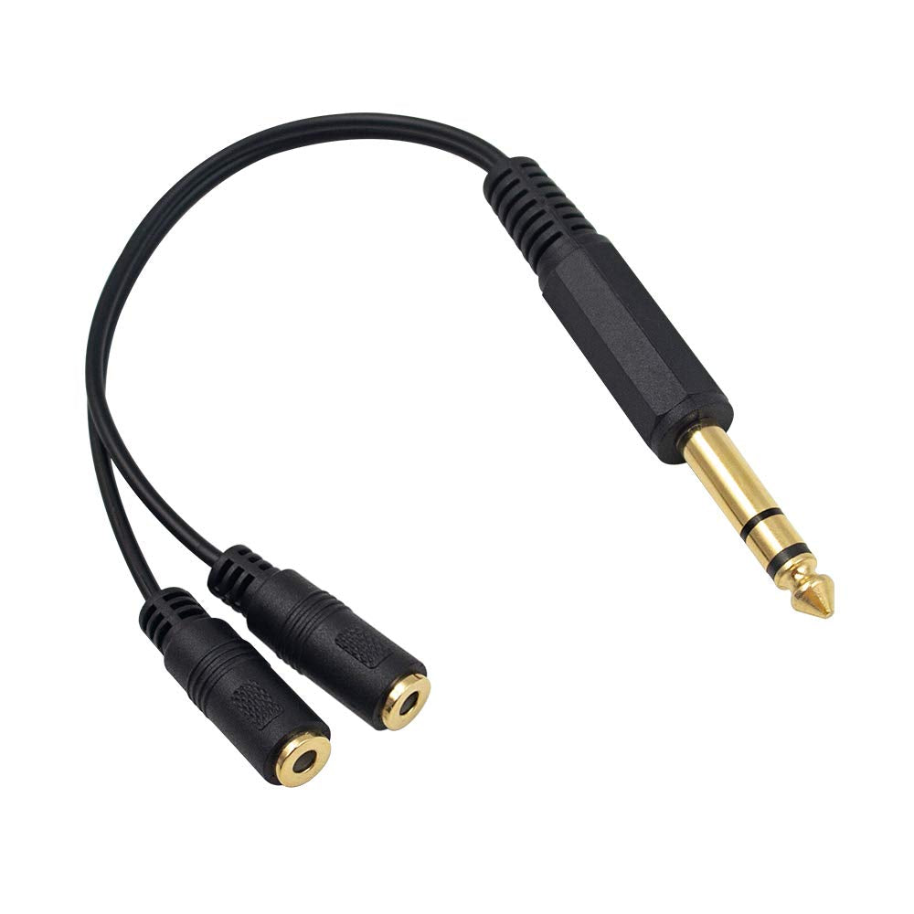 Poyiccot 1/4 to 3.5mm Adapter, 3.5mm to 1/4 Headphone Adapter, 6.35mm 1/4 inch TRS Stereo Male to 2 Dual (Mini) 1/8 inch Stereo Female Y Splitter