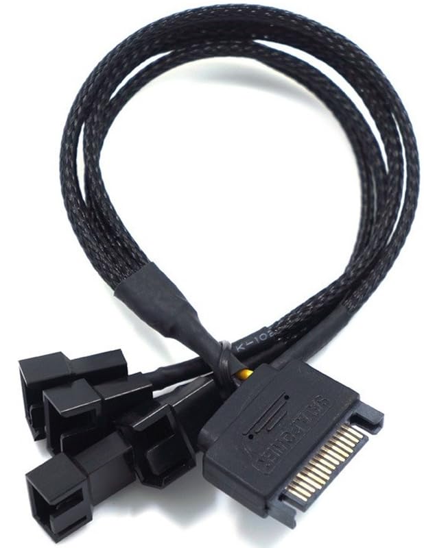 2Pcs 15Pin SATA to 3Pin 4Pin Adapter Cable SATA to PWM Conversion Power SATA 1 to 4 Extension Cables Case Fan Power Spliter Hub for Computer CPU Host